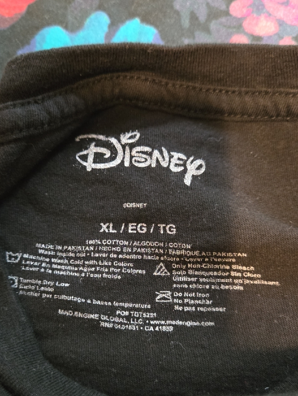 Disney Black Short Sleeve Tee with Neon Cheshire Cat Graphic - Picture 2 of 3